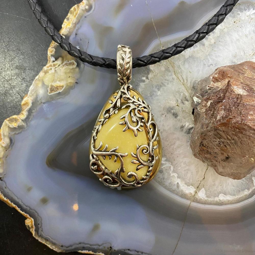 Carolyn Pollack Sterling Silver & Brass Yellow Jasper Enhancer Pendant For Women - Picture 2 of 10